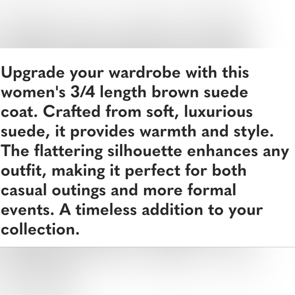 NWT Fan Jackets Kandis Suede 3/4 Length Nutmeg Suede Jacket Size Medium - Picture 12 of 16